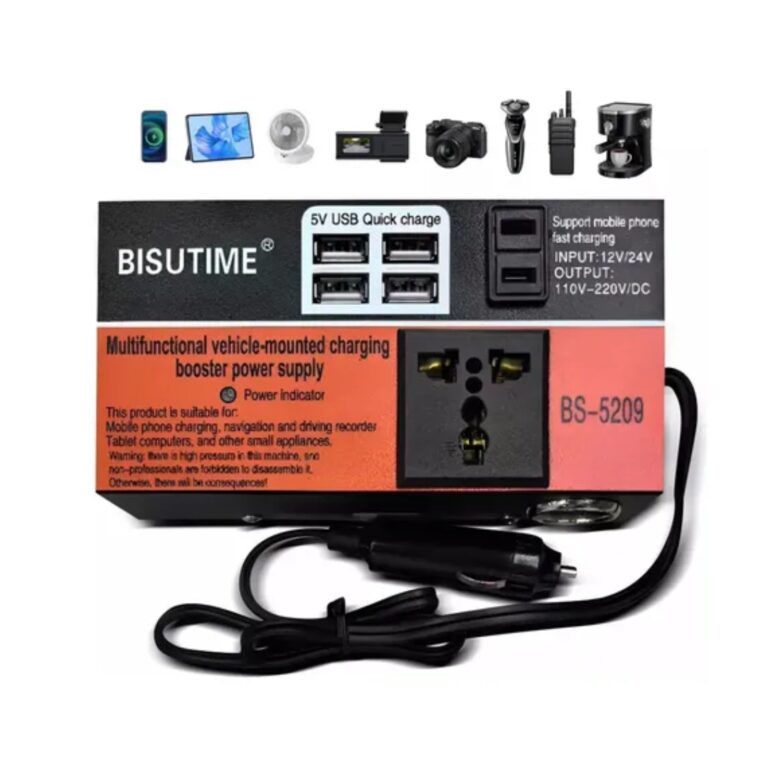 مبدل برق خودرو BISUTIME BS-5209 | اینورتر 12 به 220 ولت با توان 300 وات