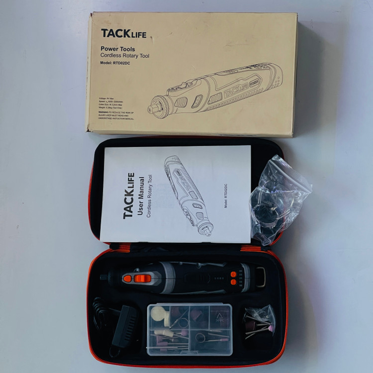 فرز مینیاتوری شارژی TACKLIFE مدل RTD02DC با ولتاژ 8V و سرعت 5000 تا 30000 دور در دقیقه؛ مناسب حکاکی، سنبادهکاری، پولیش، برش و کارهای ظریف